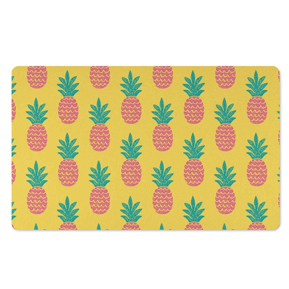 Yellow Pineapple Print Door Mat-grizzshop