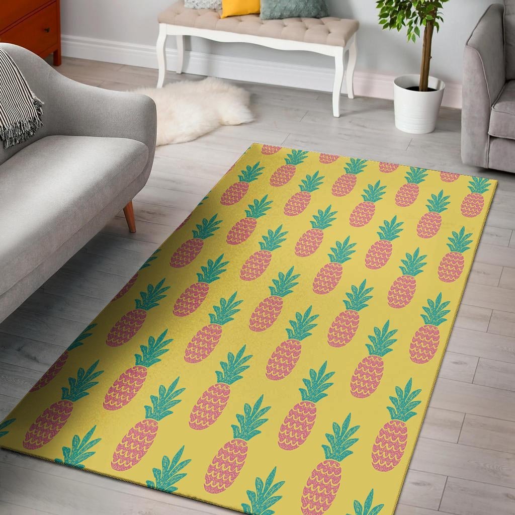 Yellow Pineapple Print Floor Mat-grizzshop