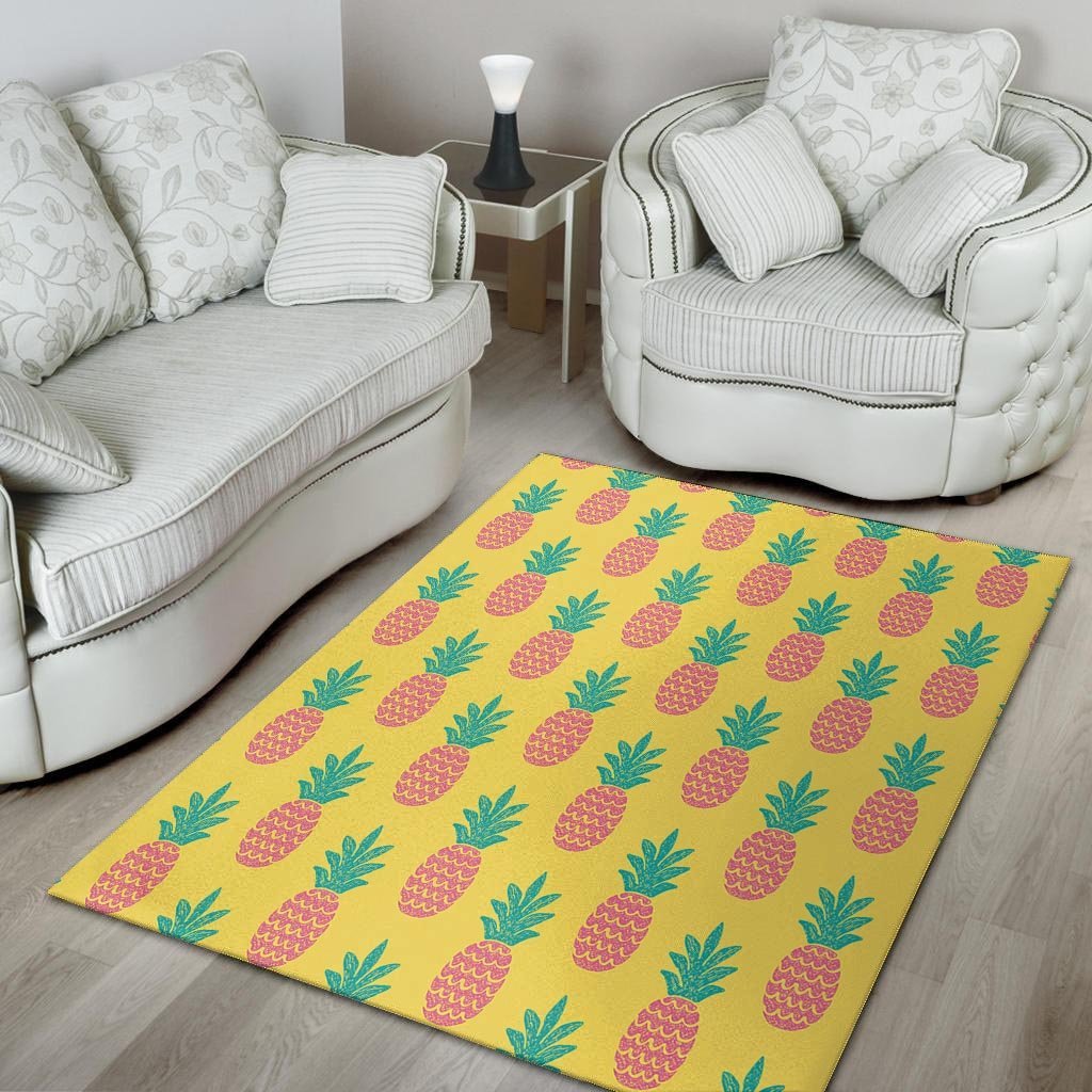 Yellow Pineapple Print Floor Mat-grizzshop