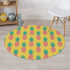 Yellow Pineapple Print Round Rug-grizzshop