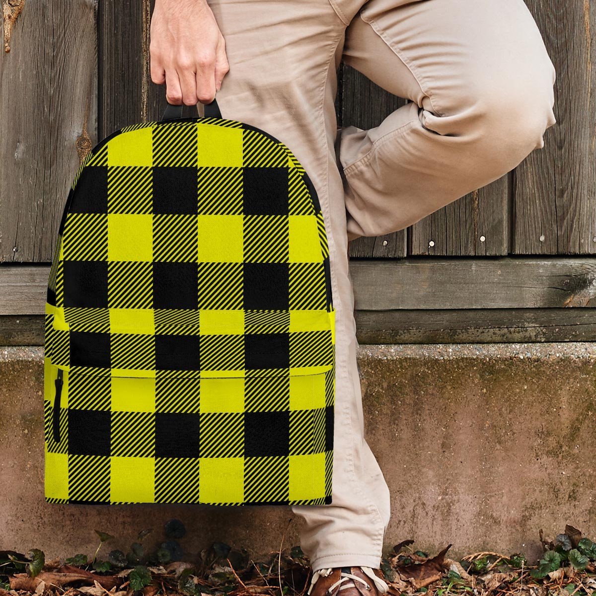 Yellow Plaid Backpack-grizzshop