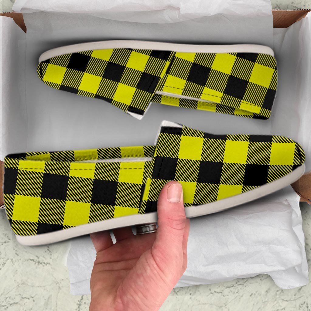 Yellow Plaid Canvas Shoes-grizzshop