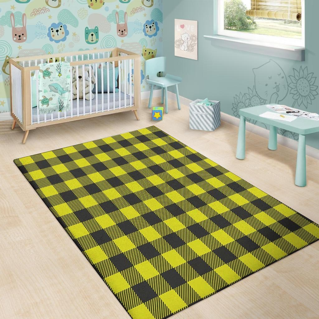 Yellow Plaid Floor Mat-grizzshop