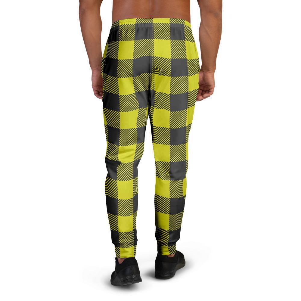 Yellow Plaid Men's Joggers-grizzshop