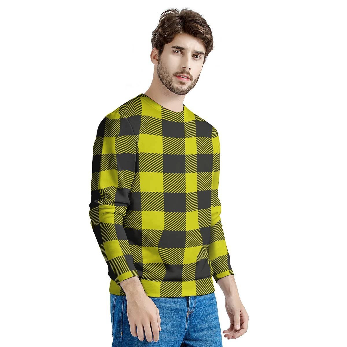 Yellow Plaid Men's Sweatshirt-grizzshop
