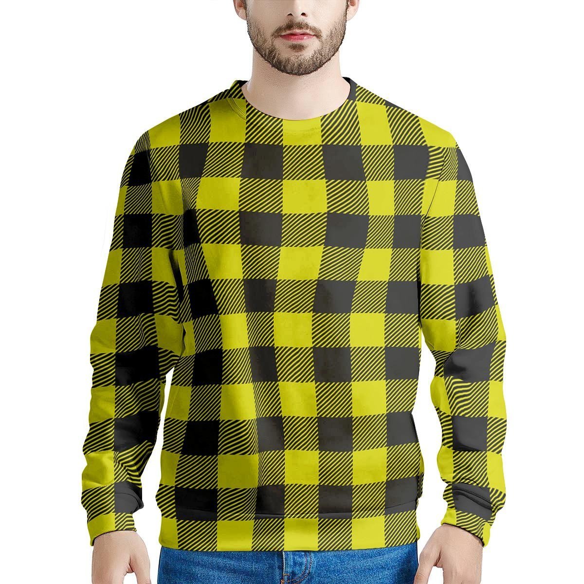 Yellow Plaid Men's Sweatshirt-grizzshop