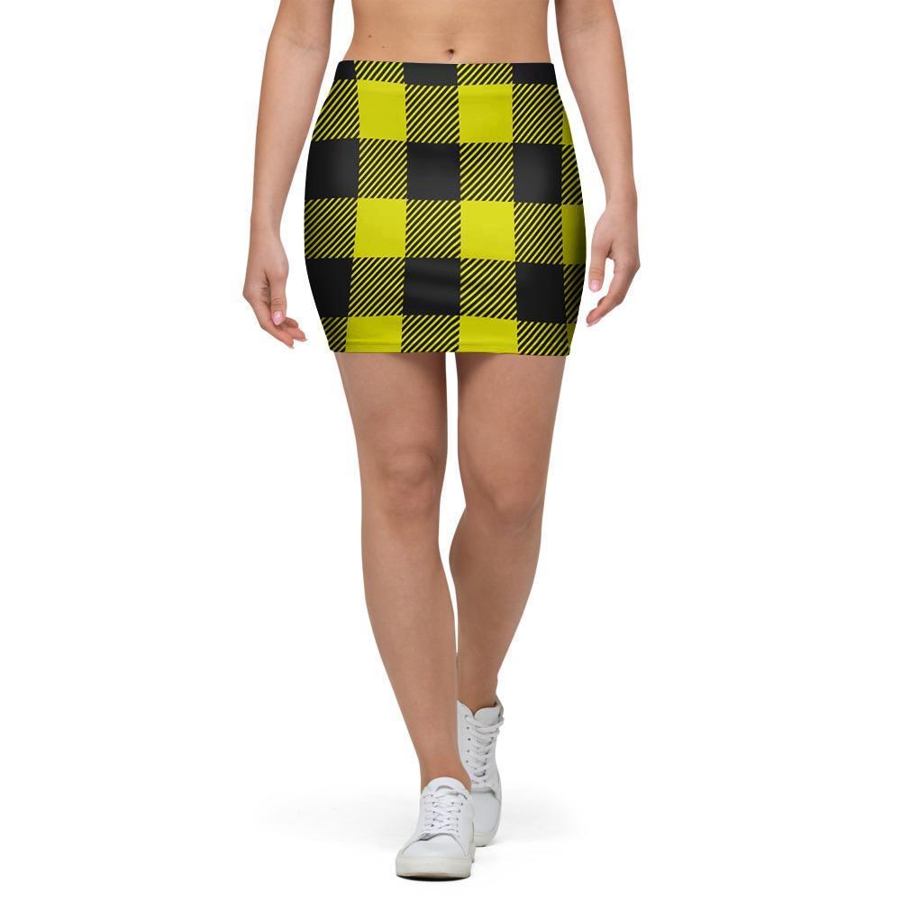 Yellow Plaid Mini Skirt-grizzshop
