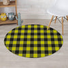 Yellow Plaid Round Rug-grizzshop