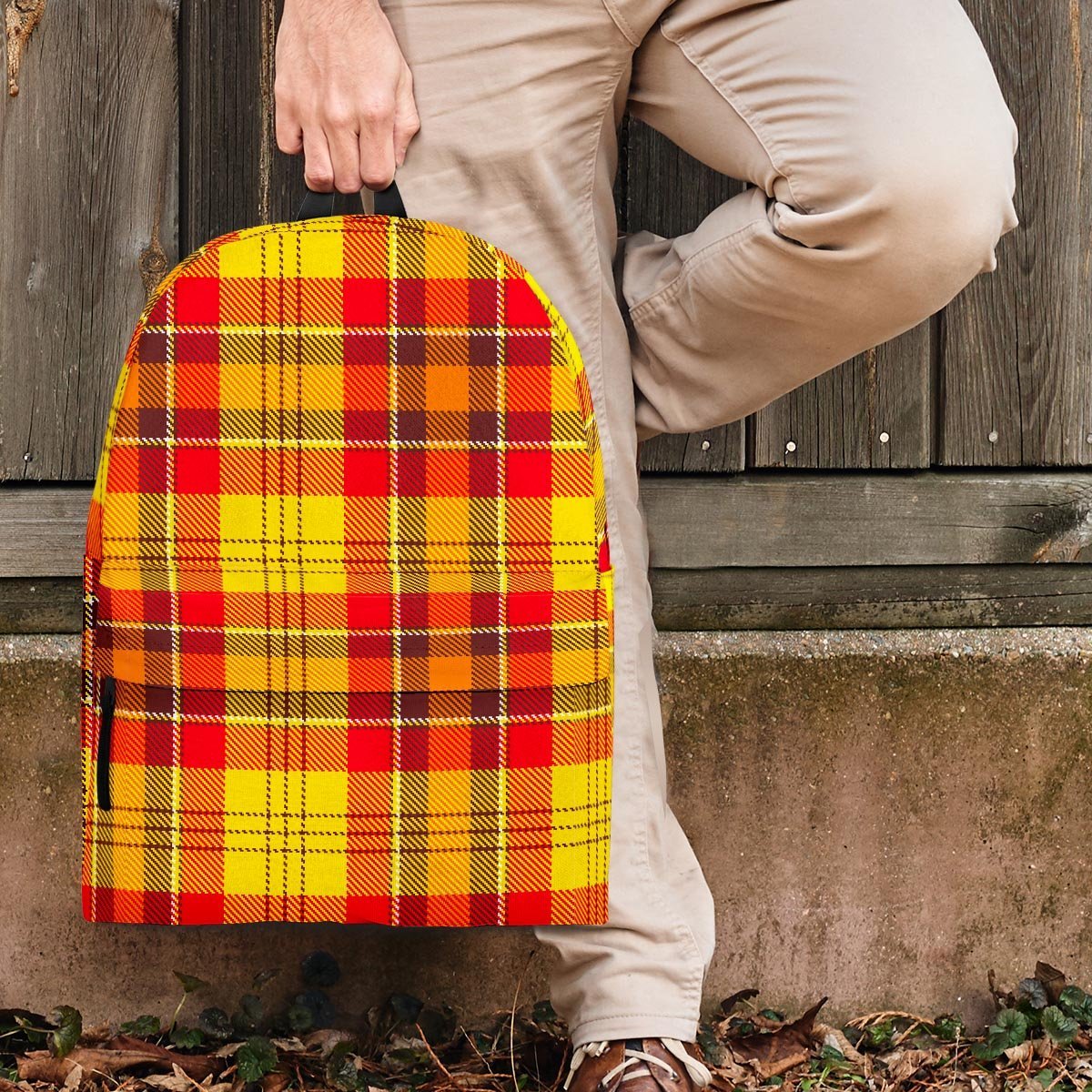 Yellow Plaid Tartan Backpack-grizzshop