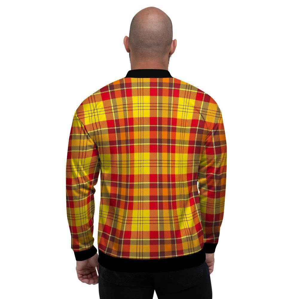 Yellow Plaid Tartan Men's Bomber Jacket-grizzshop