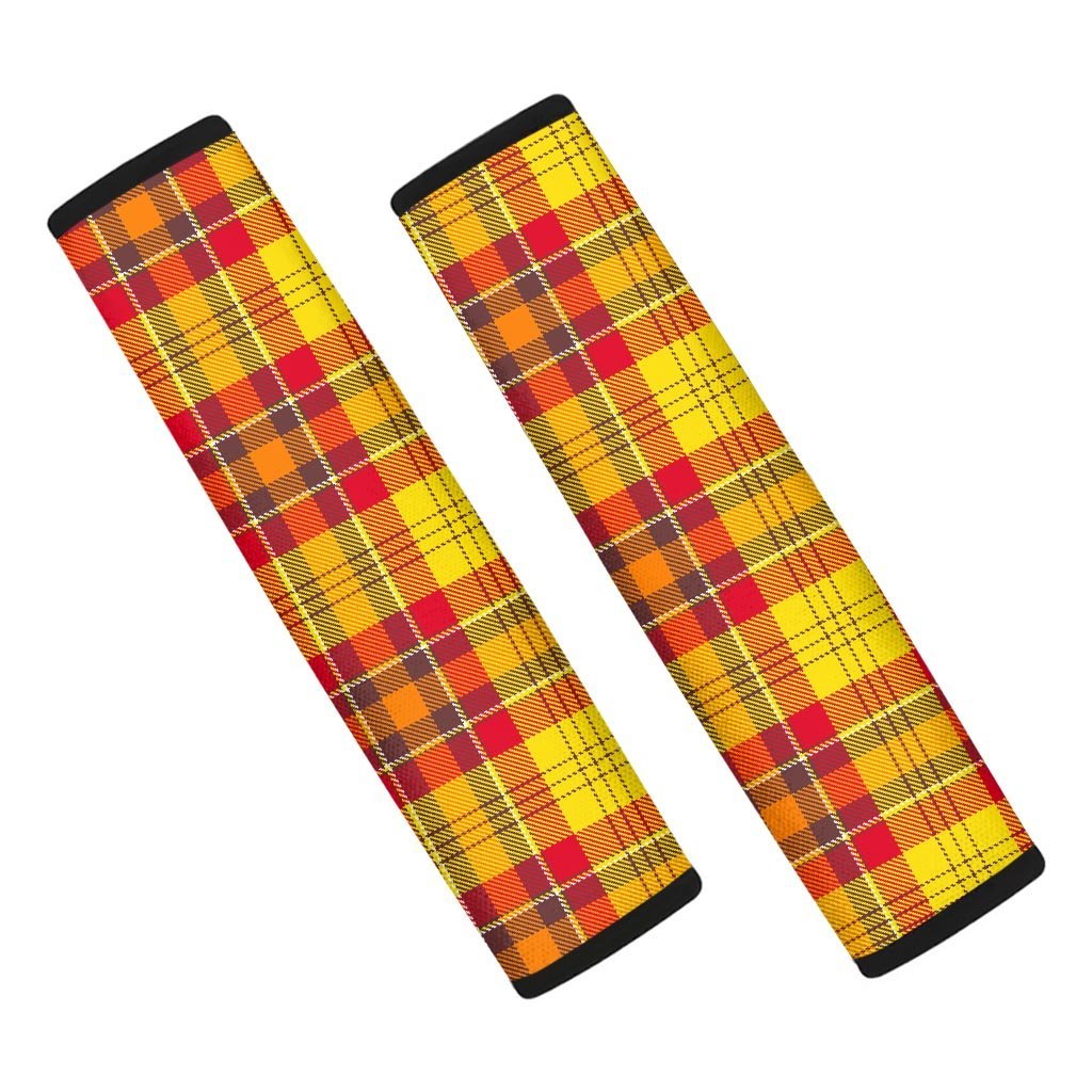 Yellow Plaid Tartan Seat Belt Cover-grizzshop