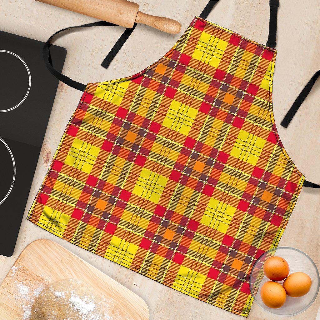 Yellow Plaid Tartan Women's Apron-grizzshop