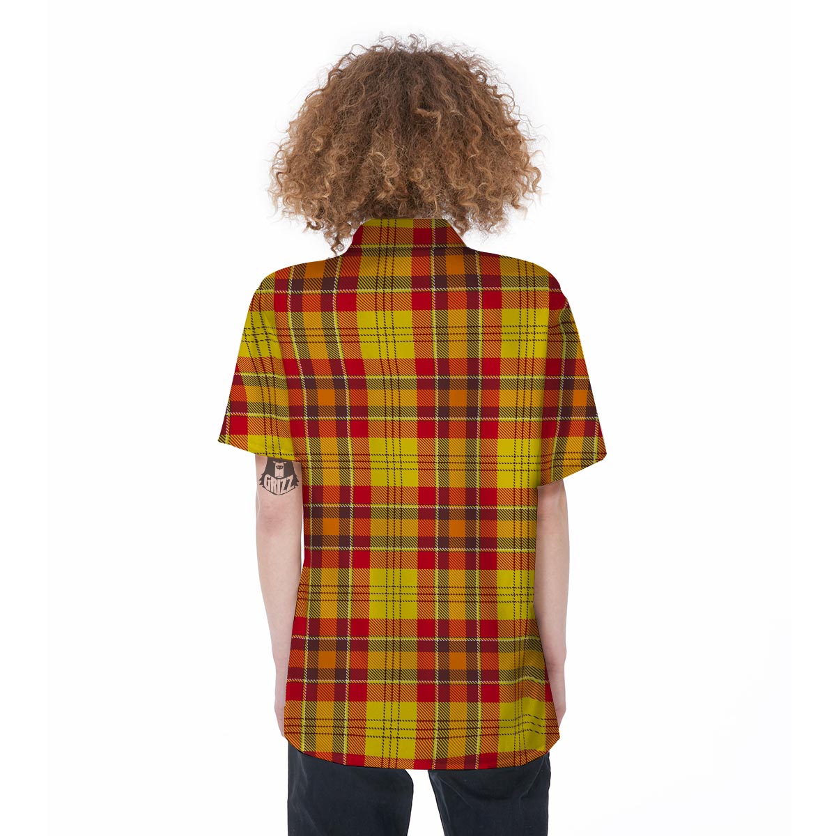 Yellow Plaid Tartan Women's Short Sleeve Shirts-grizzshop