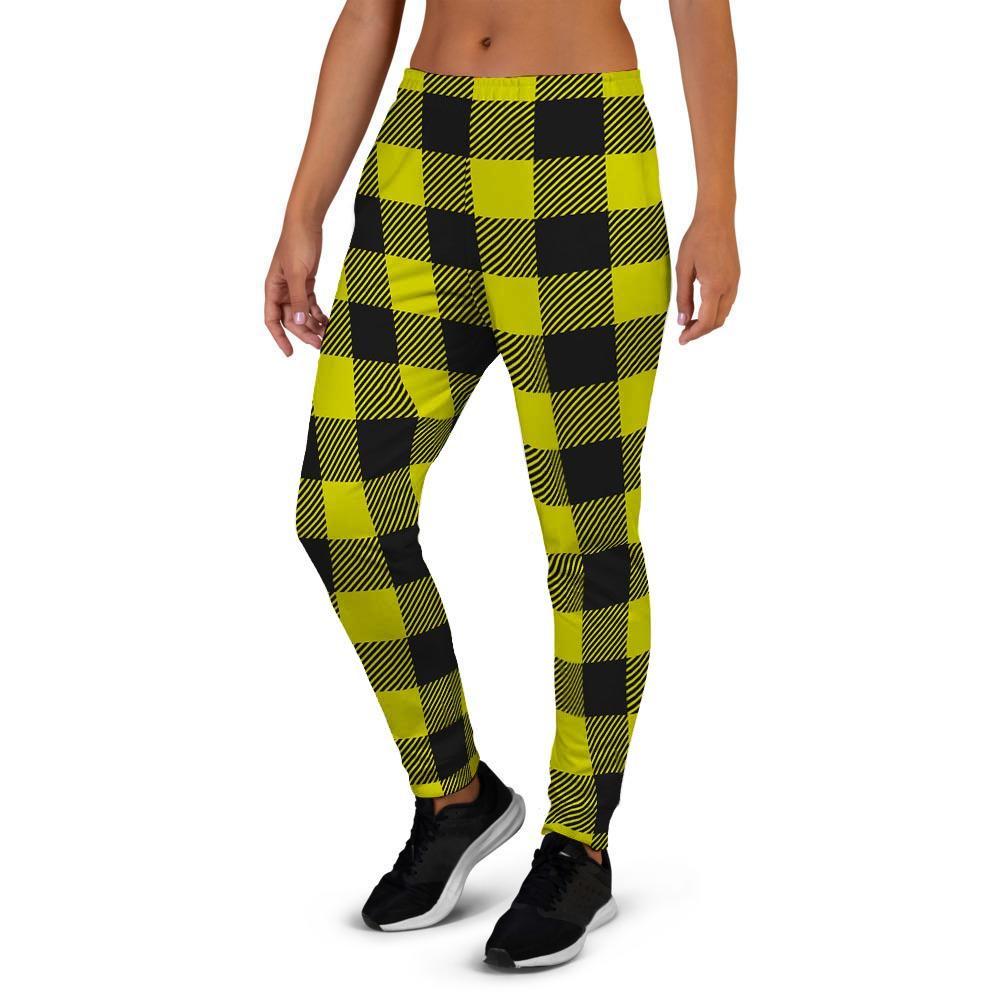 Yellow Plaid Women's Joggers-grizzshop