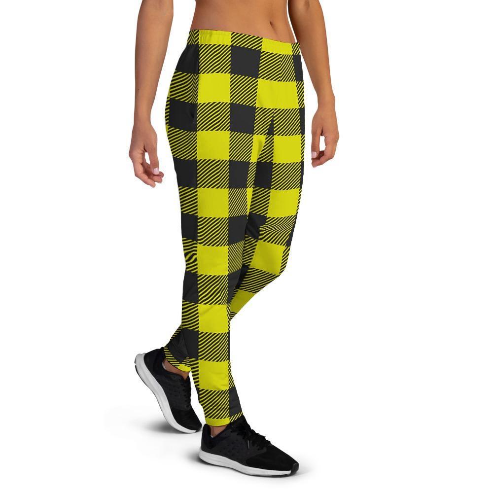 Yellow Plaid Women's Joggers-grizzshop
