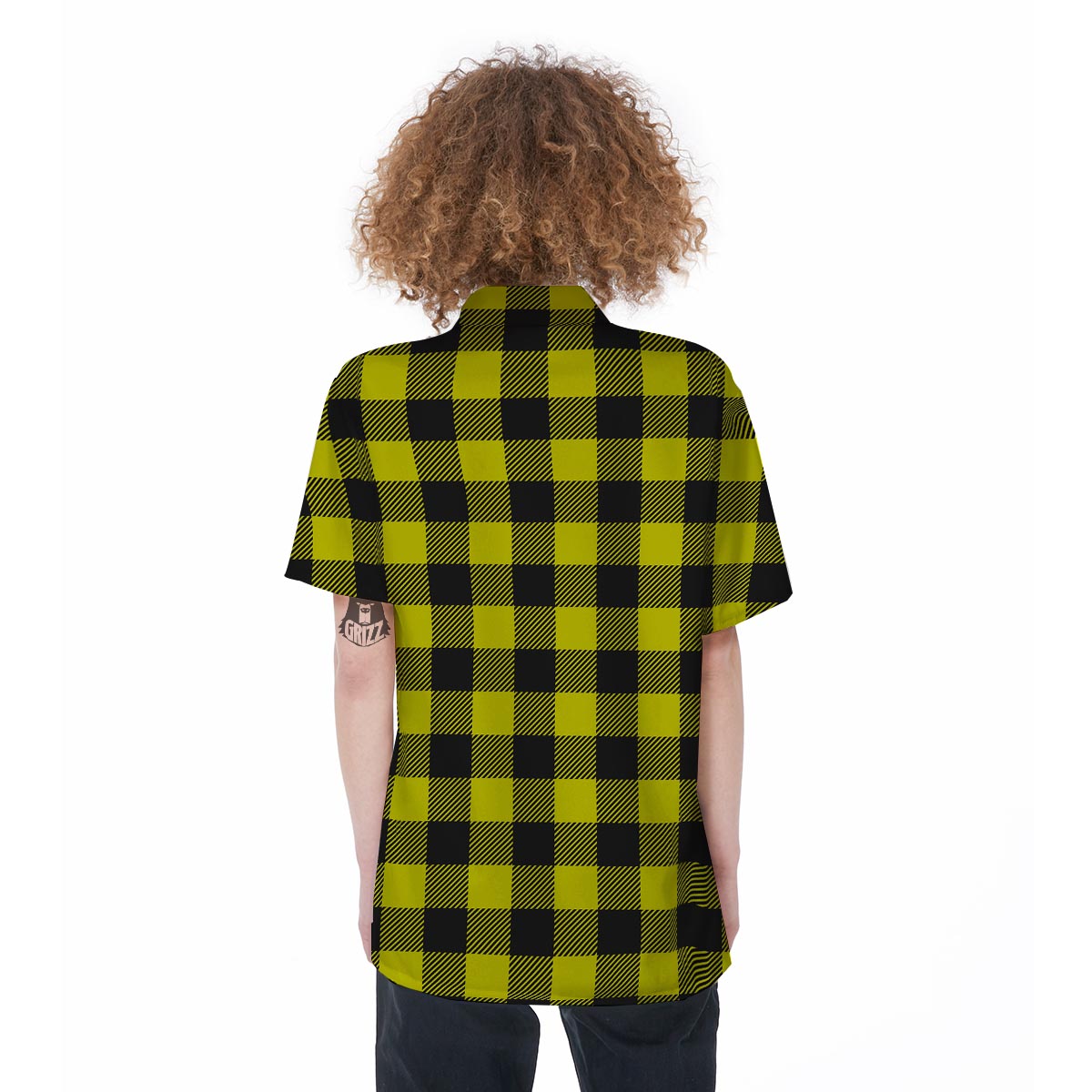 Yellow Plaid Women's Short Sleeve Shirts-grizzshop