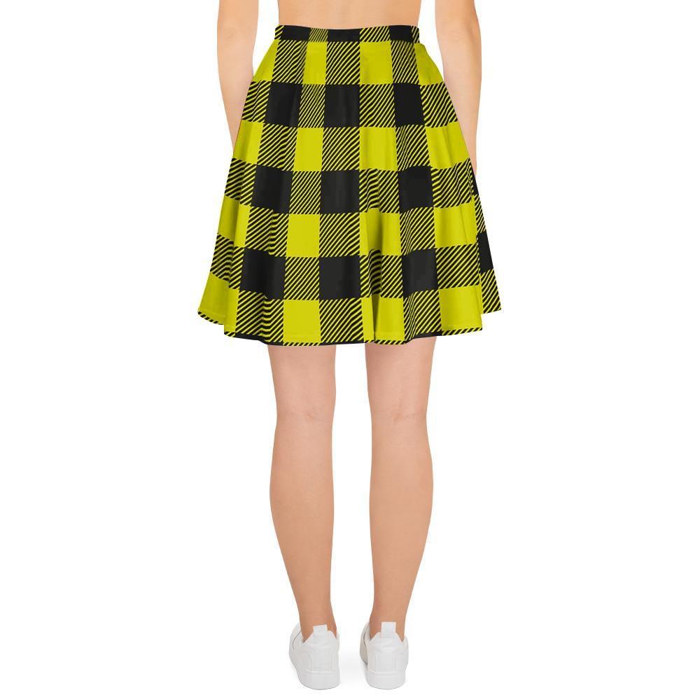 Yellow Plaid Women's Skirt-grizzshop