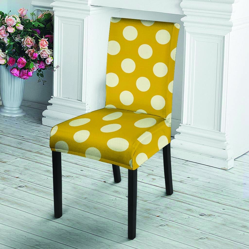 Yellow Polka Dot Chair Cover-grizzshop