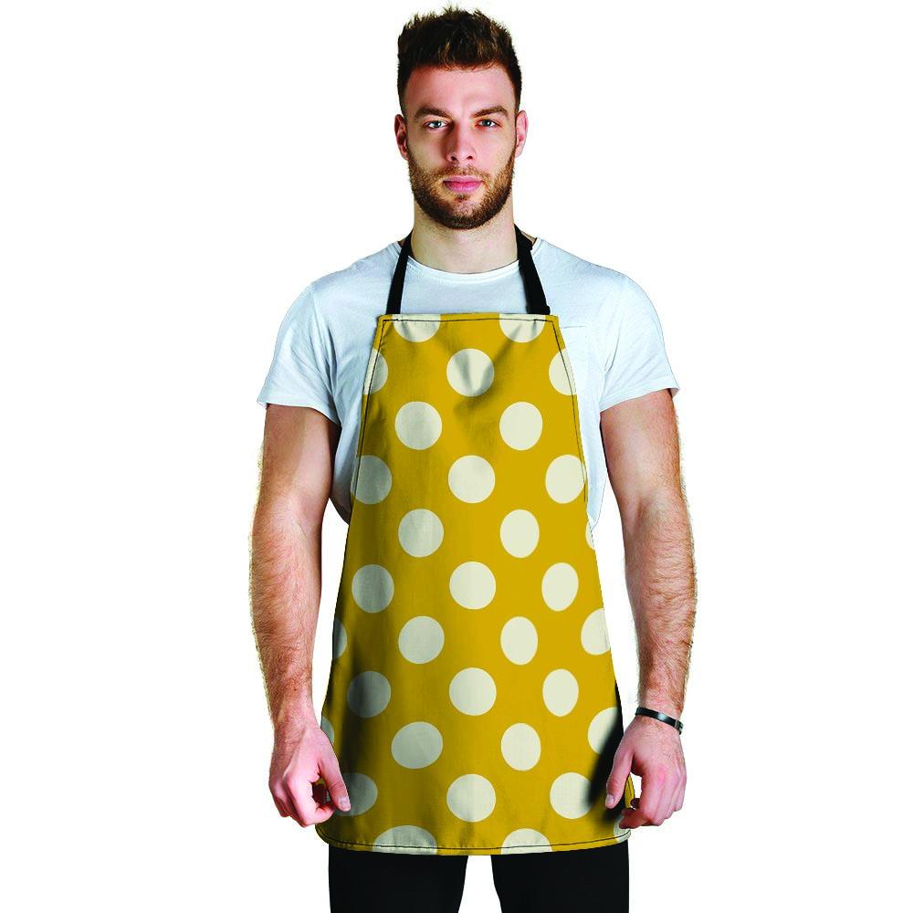 Yellow Polka Dot Men's Apron-grizzshop