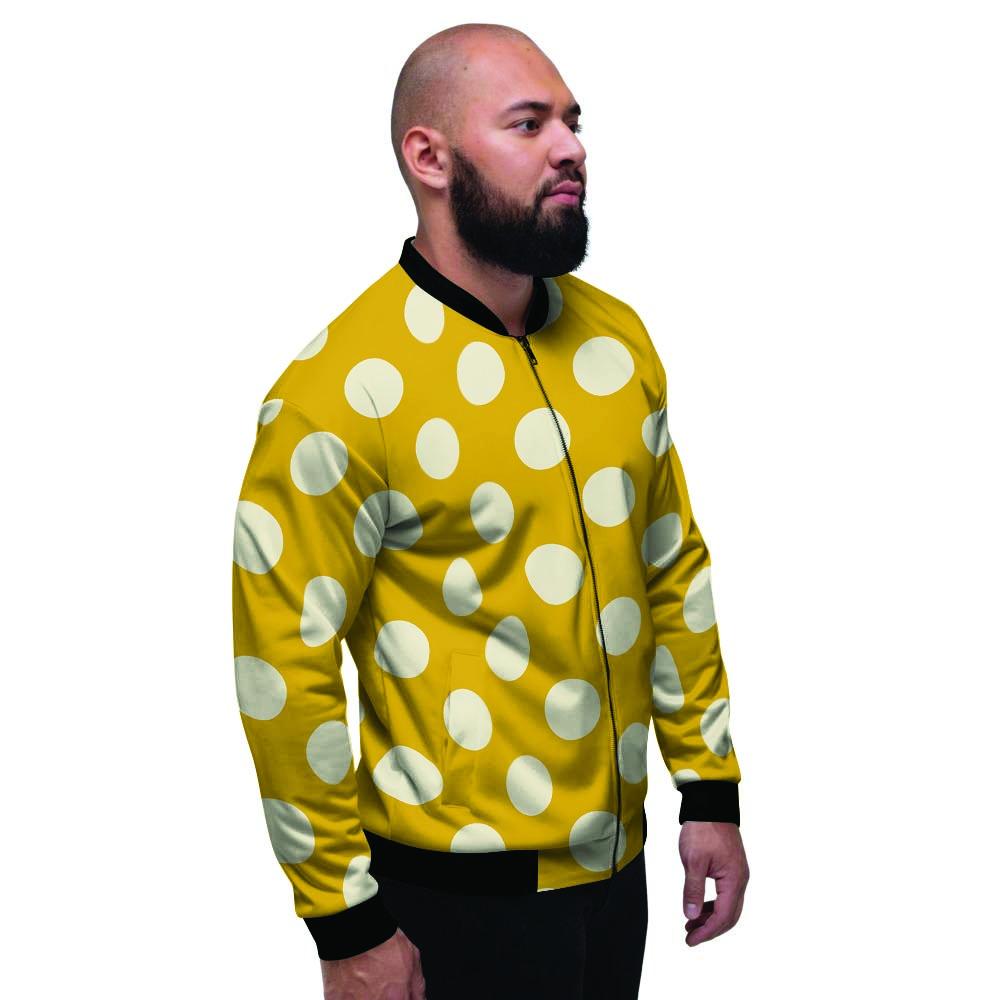 Yellow Polka Dot Men's Bomber Jacket-grizzshop
