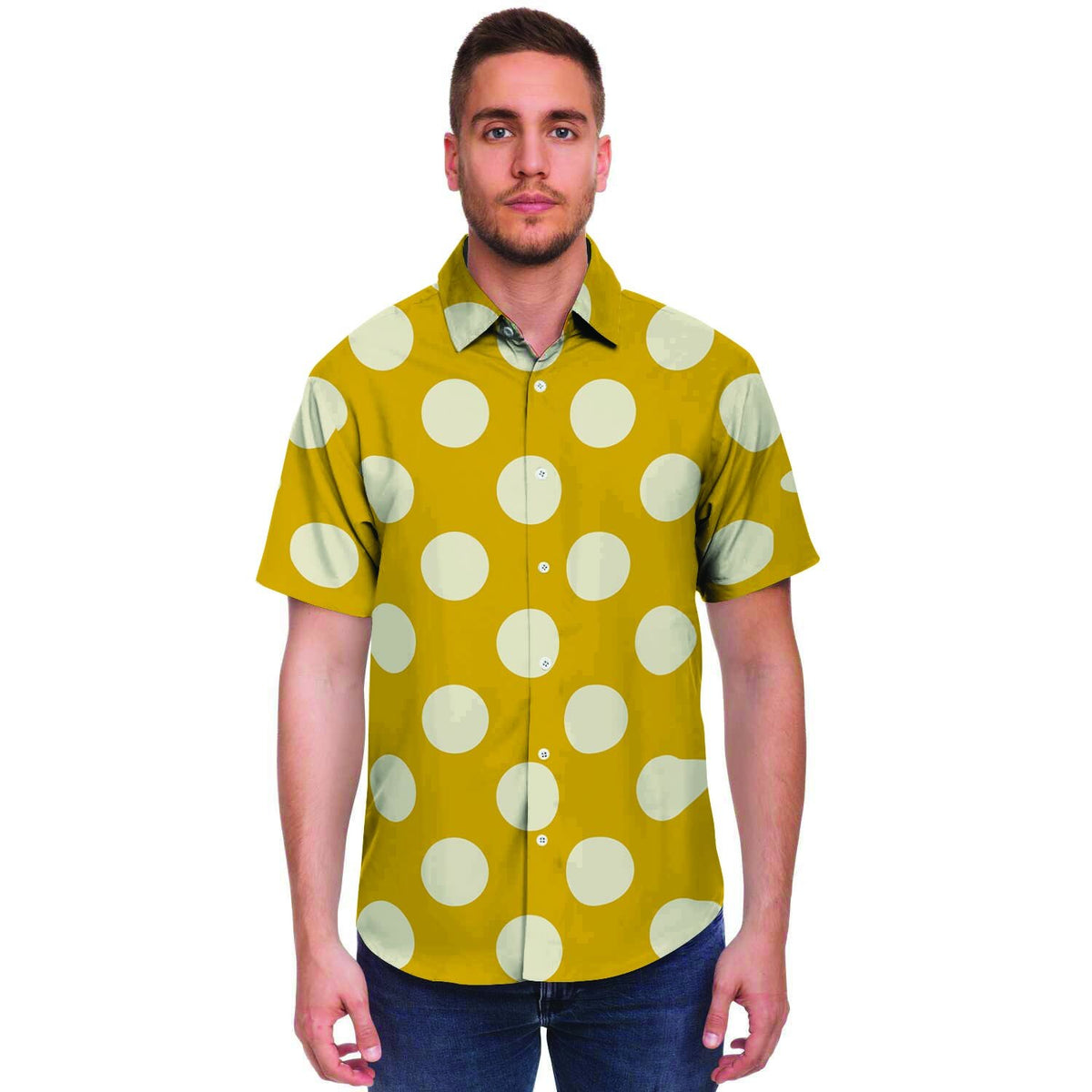 Yellow shirt with black best sale polka dots