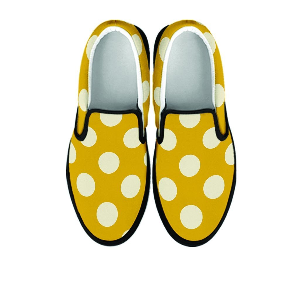 Yellow Polka Dot Men's Slip On Sneakers-grizzshop