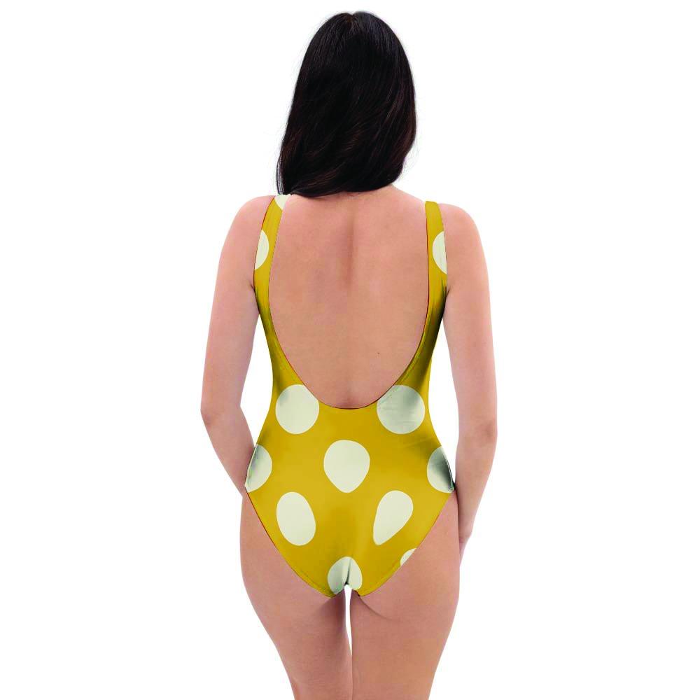 Yellow Polka Dot One Piece Swimsuite-grizzshop