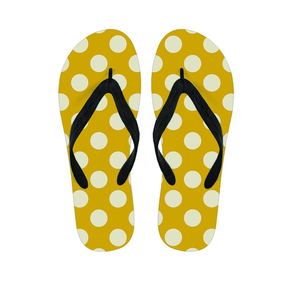 Yellow Polka Dot Women's Flip Flops-grizzshop