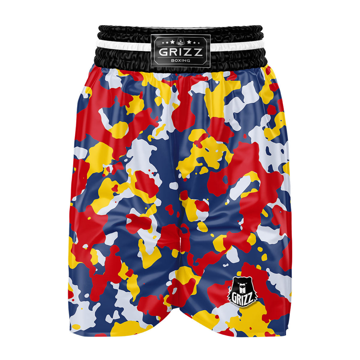 Yellow Red And Blue Camouflage Print Boxing Shorts-grizzshop