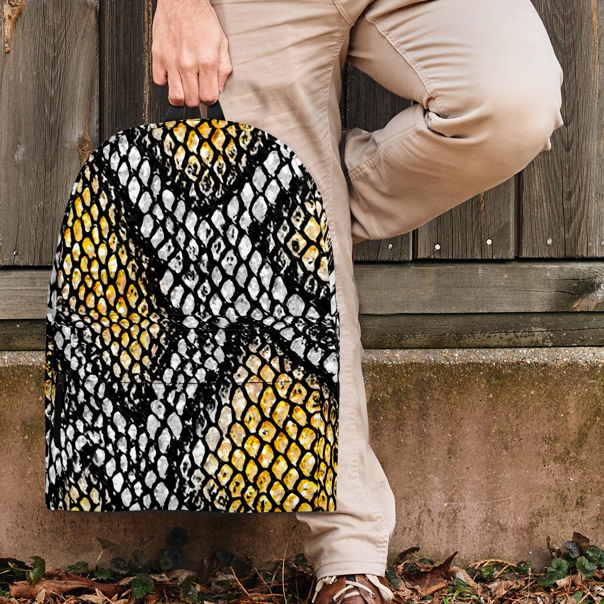 Yellow Snakeskin print Backpack-grizzshop
