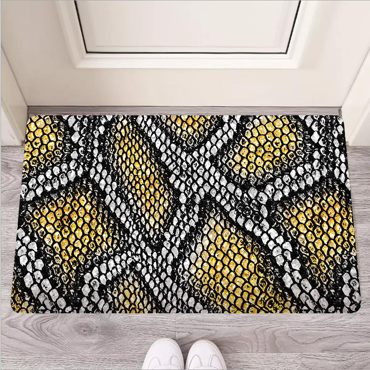 Yellow Snakeskin print Door Mat-grizzshop