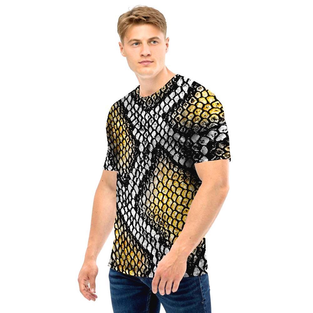 Yellow Snakeskin print Men T Shirt-grizzshop