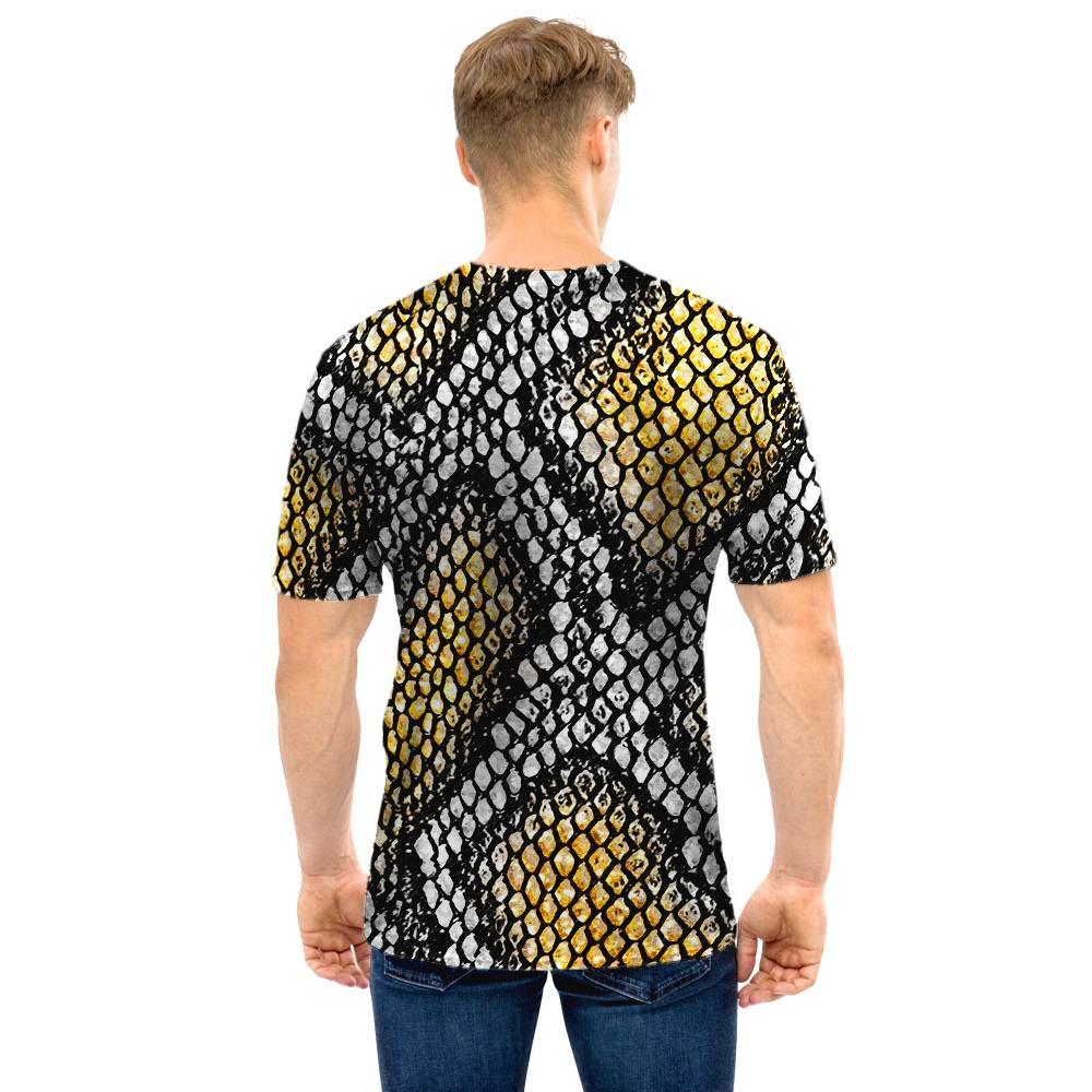 Yellow Snakeskin print Men T Shirt-grizzshop