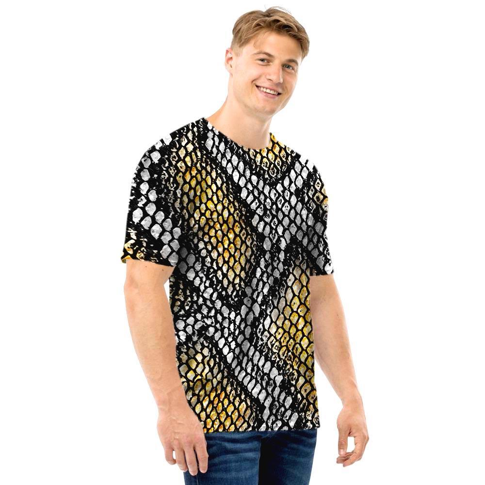 Yellow Snakeskin print Men T Shirt-grizzshop