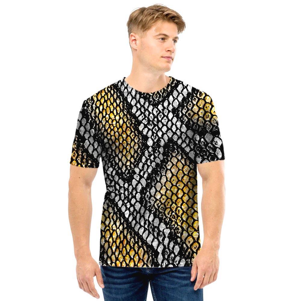 Yellow Snakeskin print Men T Shirt-grizzshop