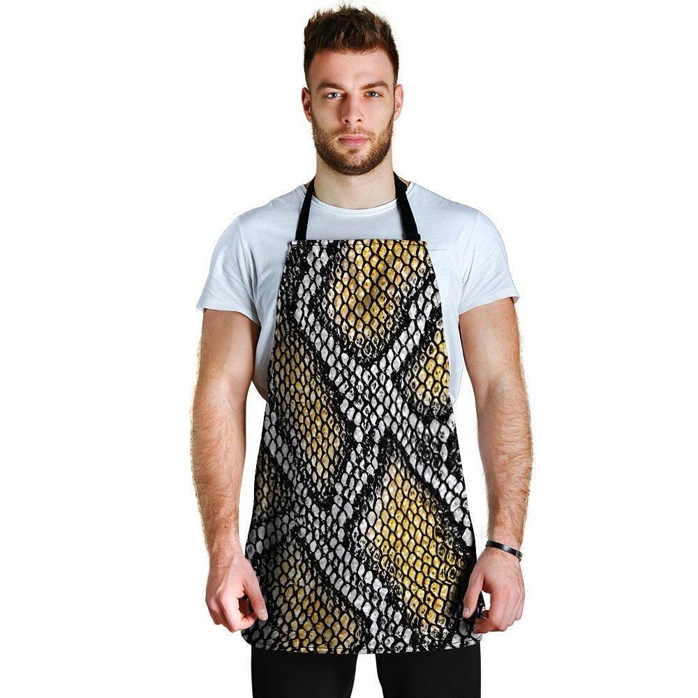 Yellow Snakeskin print Men's Apron-grizzshop