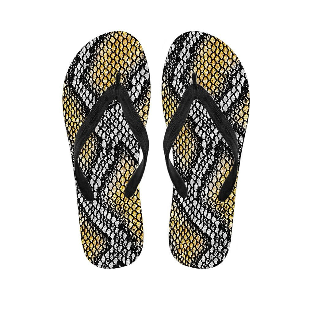 Yellow Snakeskin print Men's Flip Flops-grizzshop