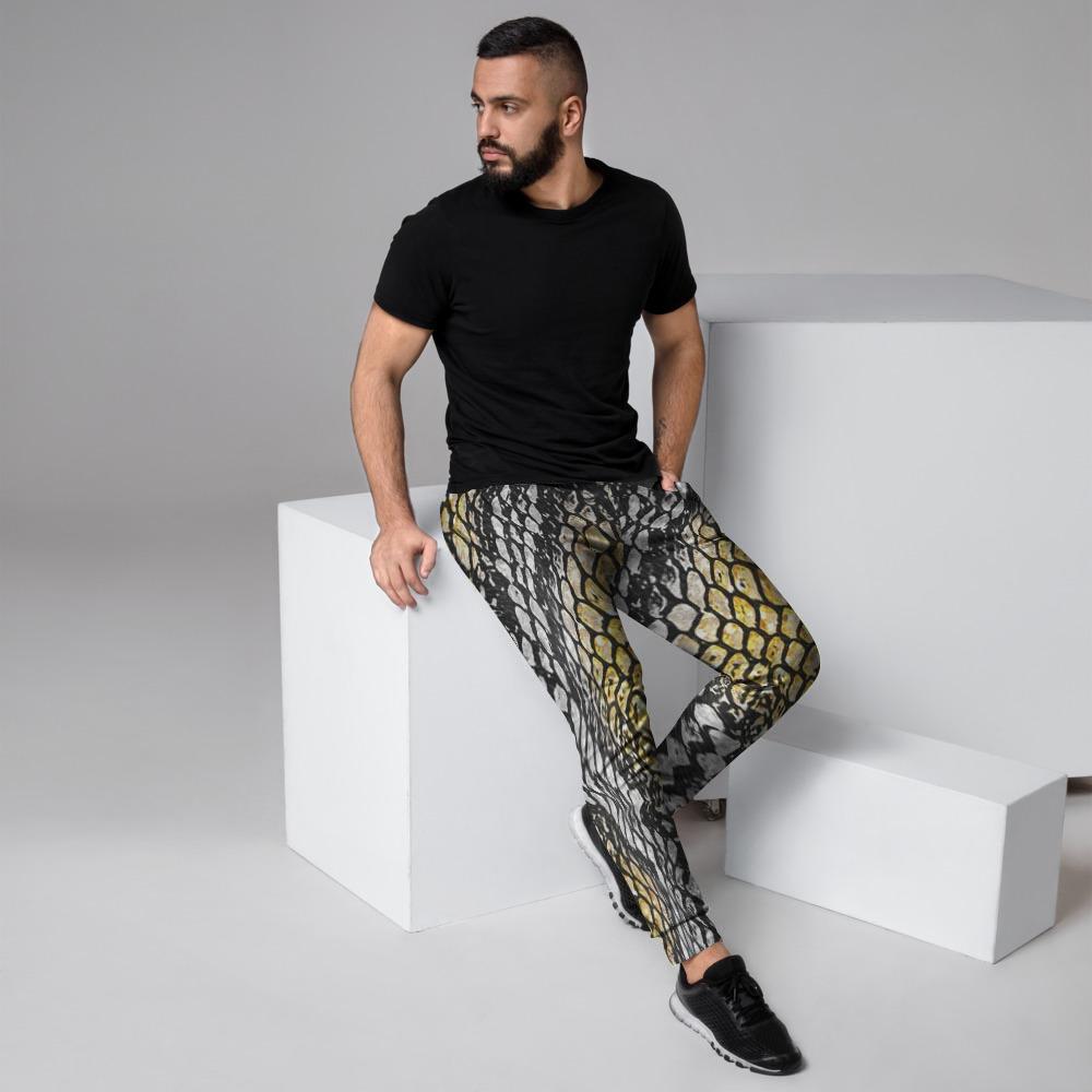 Yellow Snakeskin print Men's Joggers-grizzshop