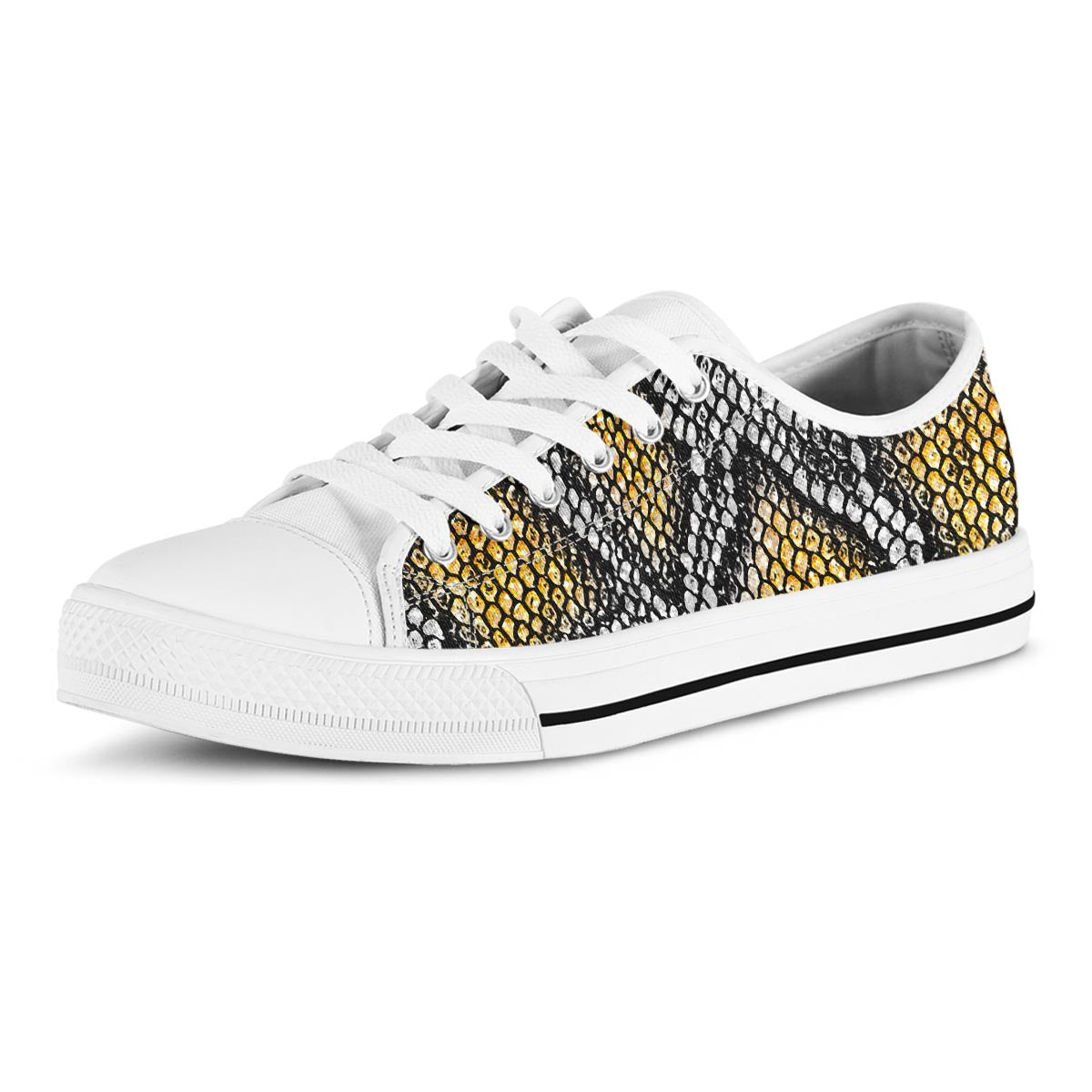 Yellow Snakeskin print Men's Low Top Shoes-grizzshop