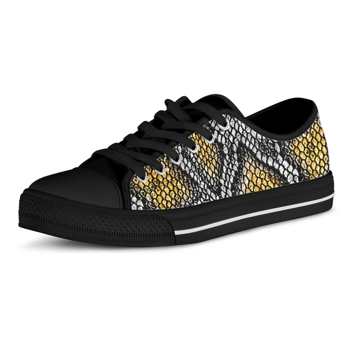 Yellow Snakeskin print Men's Low Top Shoes-grizzshop