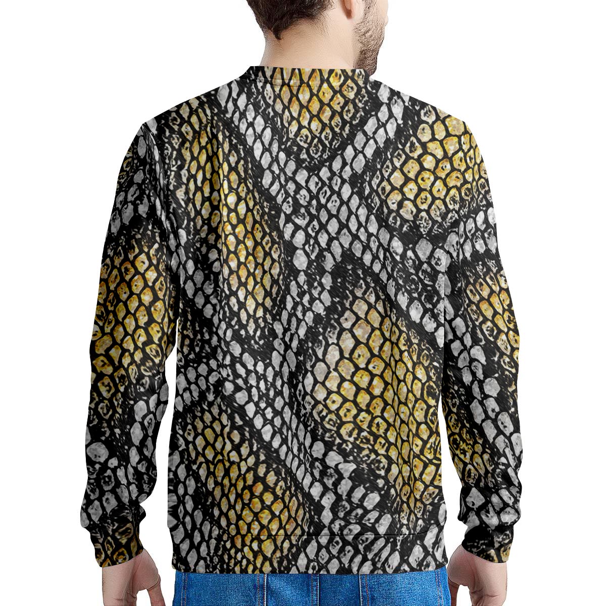 Yellow Snakeskin print Men's Sweatshirt-grizzshop