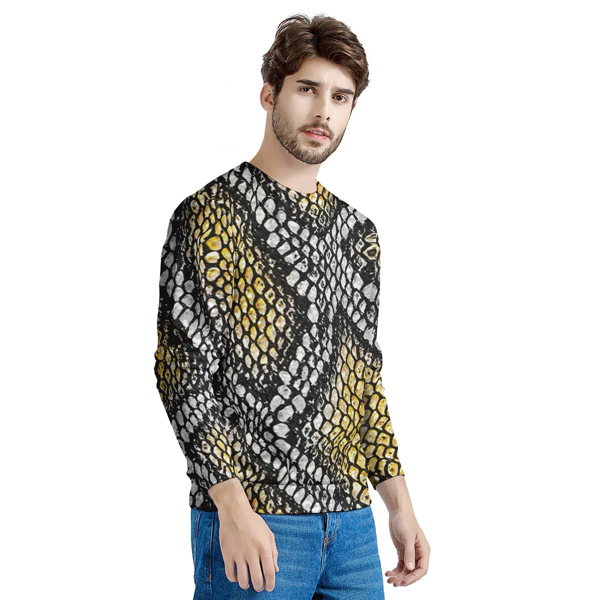 Yellow Snakeskin print Men's Sweatshirt-grizzshop
