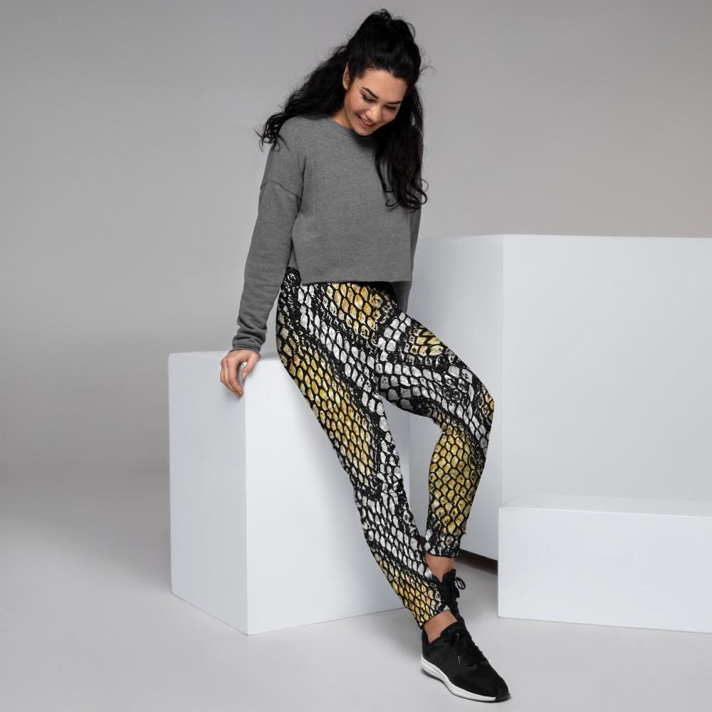 Yellow Snakeskin print Women's Joggers-grizzshop