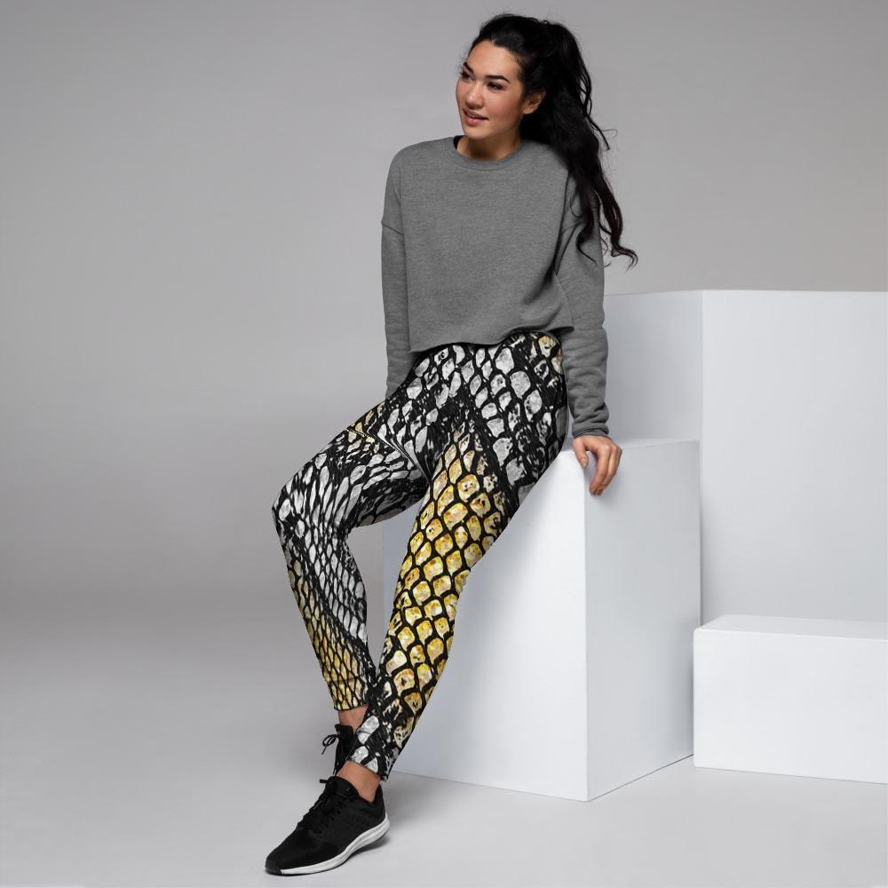 Yellow Snakeskin print Women's Joggers-grizzshop