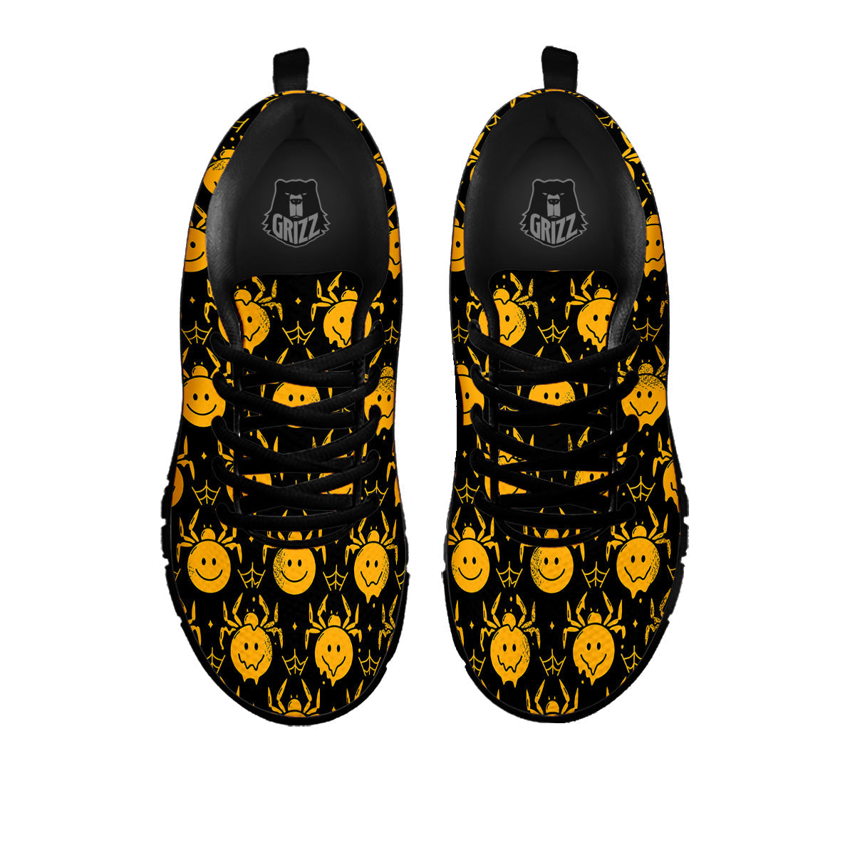 Yellow Spider Psychedelic Melt Print Pattern Black Sneaker-grizzshop