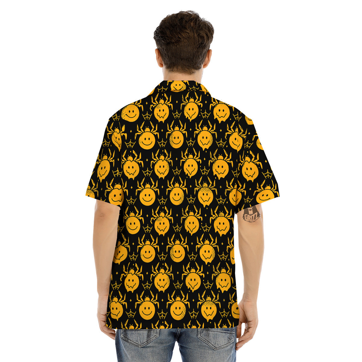 Yellow Spider Psychedelic Melt Print Pattern Men's Hawaiian Shirt-grizzshop