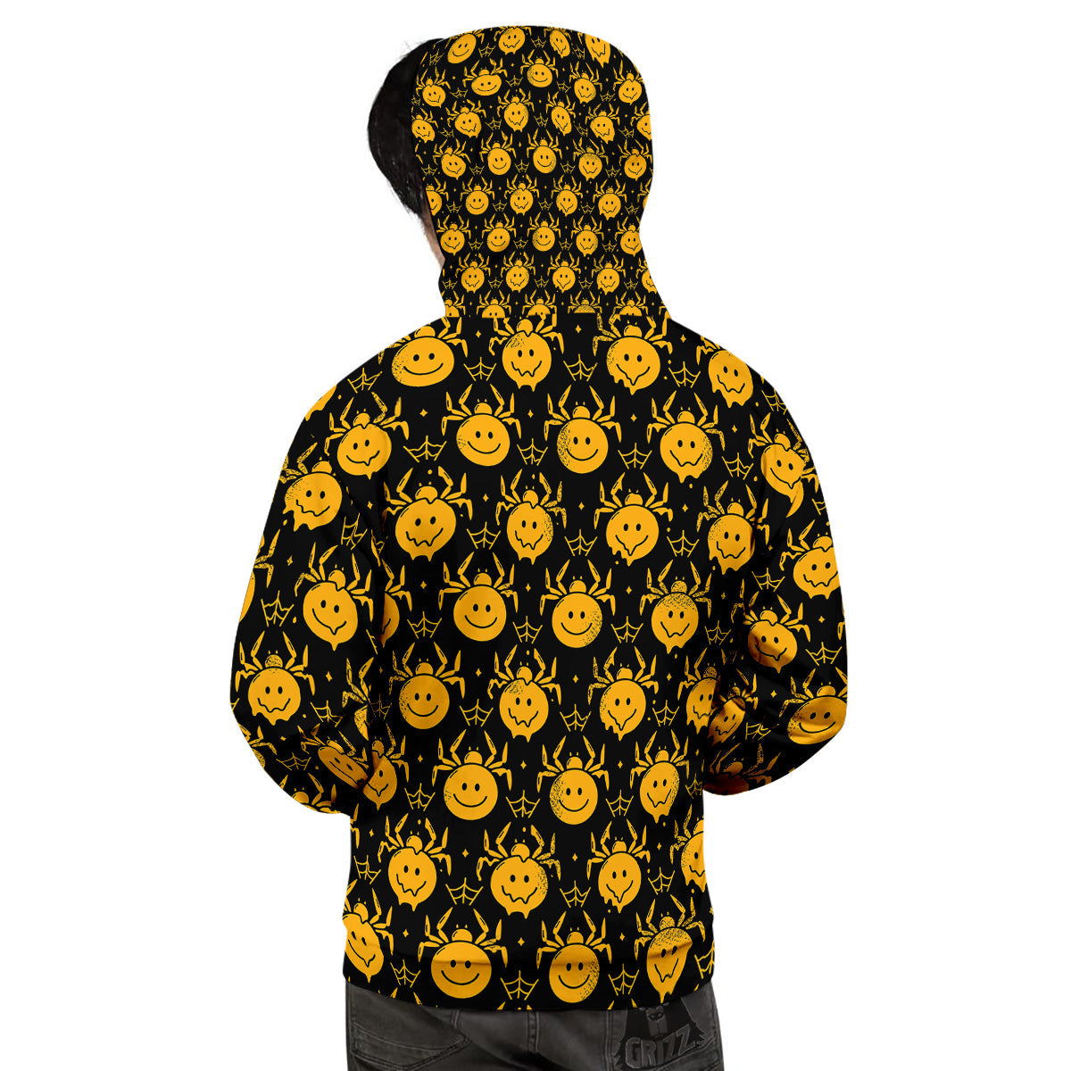 Yellow Spider Psychedelic Melt Print Pattern Men's Hoodie-grizzshop