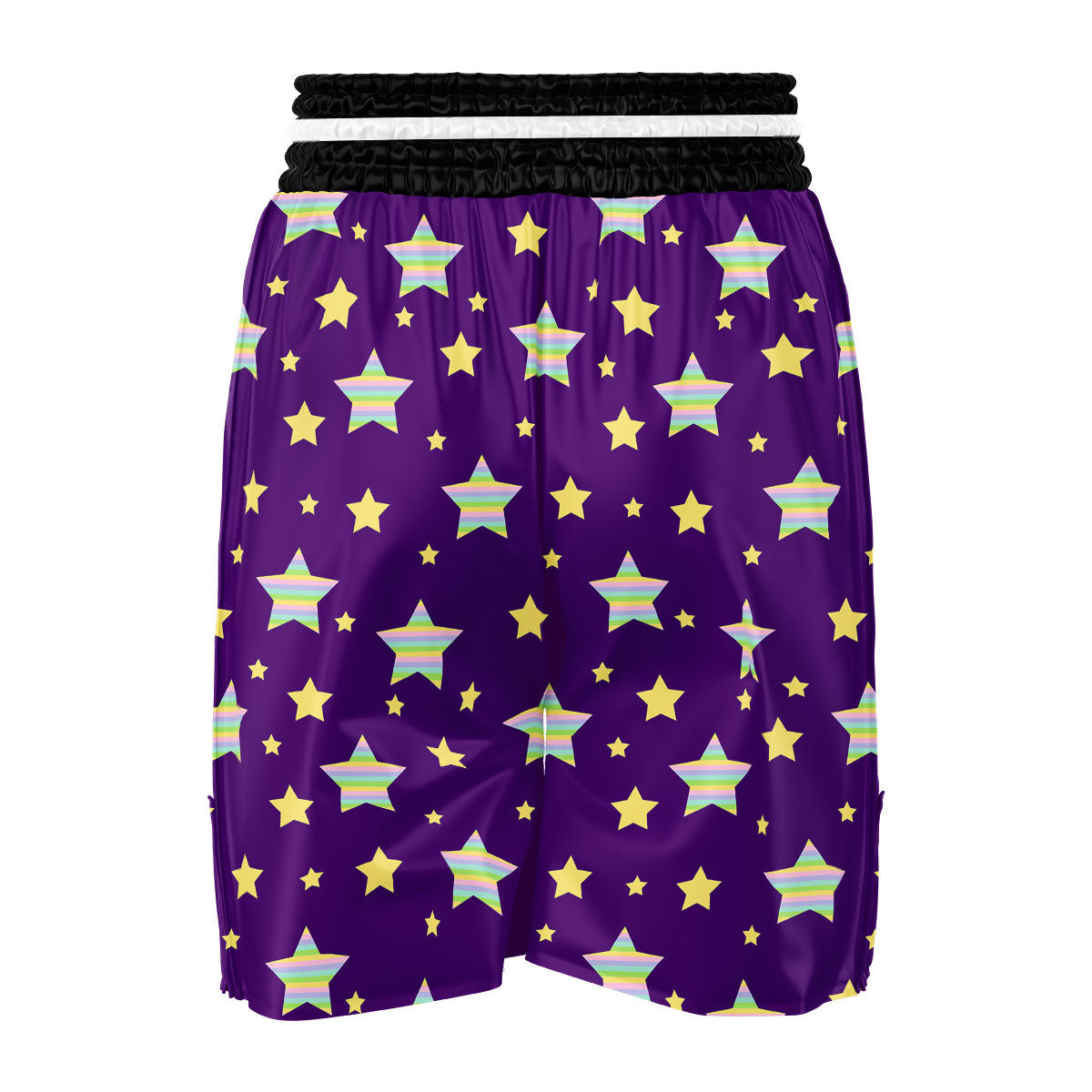 Yellow Stars Purple Print Pattern Boxing Shorts-grizzshop