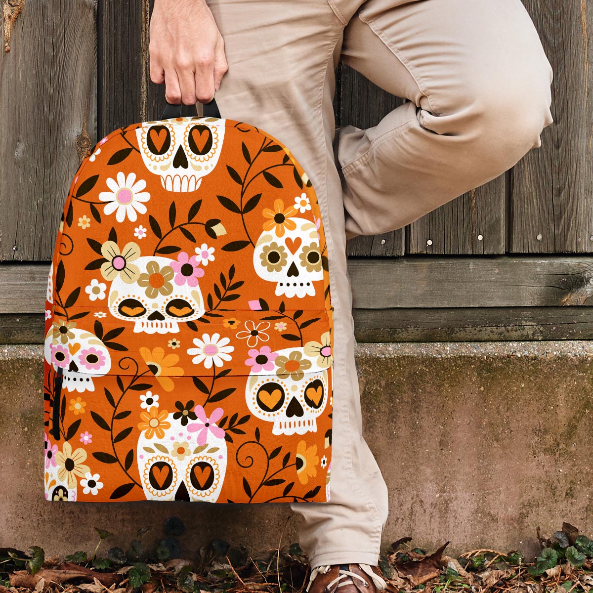 Yellow Sugar Skull Backpack-grizzshop