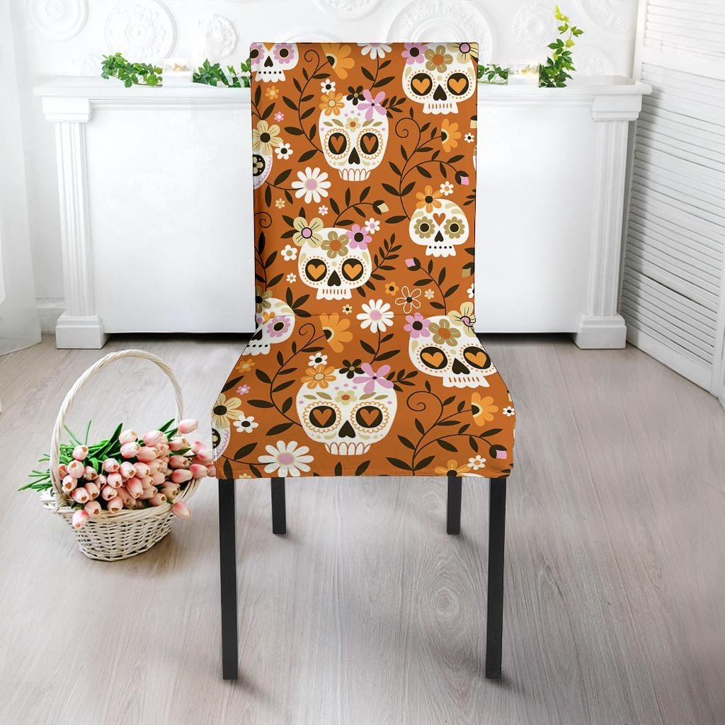 Yellow Sugar Skull Chair Cover-grizzshop